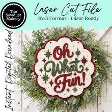 Load image into Gallery viewer, Retro Christmas Scallop Door Hanger SVG | Christmas Laser Cut File (Digital Download)
