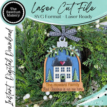 Load image into Gallery viewer, New Home Christmas Ornament SVG | First Christmas in New Home | House Ornament Laser Cut File | New Homeowner Gift | Digital Download

