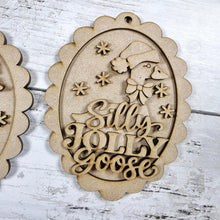 Load image into Gallery viewer, Silly Jolly Goose Scallop Christmas Ornament Bundle | Laser Cut File (Digital Download)
