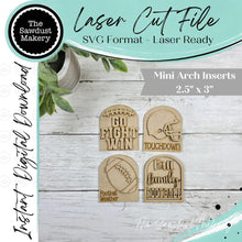 Load image into Gallery viewer, Football Mini Arch Sign Set SVG Sign Bundle | Seasonal Interchangeable Mini Sign Bundle | SVG Laser Cut File | Boho Signs
