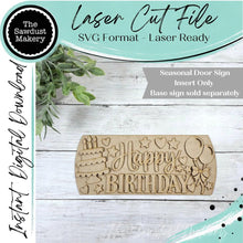 Load image into Gallery viewer, Add-on File for Interchangeable Round Door Hanger | Happy Birthday Insert | Laser Cut File (Digital Download)
