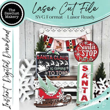 Load image into Gallery viewer, North Pole Santa Decor Set Tiered Tray SVG File | Laser Cut File | Christmas | Santa Claus Christmas | Retro Christmas

