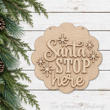 Load image into Gallery viewer, Santa Stop Here Scallop Christmas Door Hanger SVG | Laser Cut File, Christmas Sign (Digital Download)
