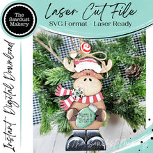 Load image into Gallery viewer, Merry &amp; Bright Moose Christmas Ornament SVG | Krismas Club October 2025 | Laser Cut File (Digital Download)
