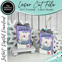 Load image into Gallery viewer, Polar Bear Shelf Sitter and Ornament Gift Card Holder Laser Cut File | Christmas Ornaments | Laser SVG File | Christmas Gift | Gift Tag SVG

