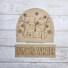 Load image into Gallery viewer, Add-on for Interchangeable Window Box | Winter Wishes Snow Couple Window Box Insert SVG | Laser Cut File | Window Box Shelf Sitter
