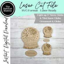 Load image into Gallery viewer, Nativity Silent Night Snow Globe Bundle Laser Cut File | Light Up Shelf Sitter SVG (Digital Download)
