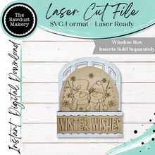 Load image into Gallery viewer, Add-on for Interchangeable Window Box | Winter Wishes Snow Couple Window Box Insert SVG | Laser Cut File | Window Box Shelf Sitter
