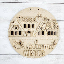Load image into Gallery viewer, Winter Welcome Round Door Hanger Laser Cut File | Christmas Door Hanger SVG (Digital Download)
