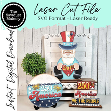 Load image into Gallery viewer, Standing 250th Anniversary America Bundle SVG File | Laser Cut File | USA | America | 4th of July SVG | Patriotic | Uncle Sam
