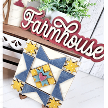 Load image into Gallery viewer, Farmhouse Barn Quilt Chicken Breadboard Decor Set SVG File | Laser File | Farmhouse svg | Chicken SVG | Barn Quilt SVG | Tiered tray decor
