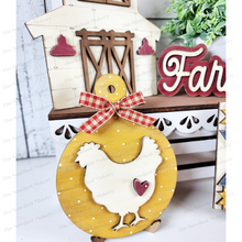 Load image into Gallery viewer, Farmhouse Barn Quilt Chicken Breadboard Decor Set SVG File | Laser File | Farmhouse svg | Chicken SVG | Barn Quilt SVG | Tiered tray decor
