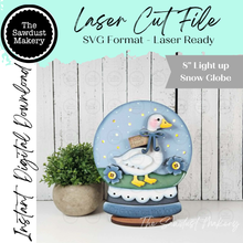 Load image into Gallery viewer, Silly Goose Snow Globe Laser Cut File | Light Up Shelf Sitter SVG (Digital Download)
