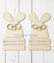 Load image into Gallery viewer, Nerdy Bunny Couple SVG File | Laser Cut File | Glowforge | Easter | Bunny | Nerdy Glasses | Shelf Sitters | Nerdy Bunny SVG | Easter SVG
