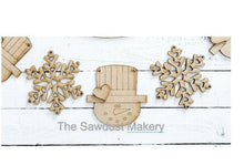 Load image into Gallery viewer, Snowman SVG | Snowman Door Hanger | Snowman Garland | Snowman Laser Cut File | Glowforge | SVG | Snowflake svg | Laser Cut File
