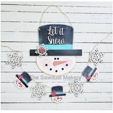 Load image into Gallery viewer, Snowman SVG | Snowman Door Hanger | Snowman Garland | Snowman Laser Cut File | Glowforge | SVG | Snowflake svg | Laser Cut File
