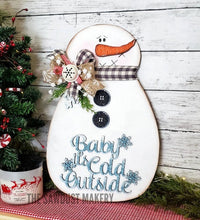 Load image into Gallery viewer, Snowman Door Hanger SVG | Snowman laser cut file  Let it Snow | Glowforge | Snowman Door Hanger | Let it Snow SVG | Baby it&#39;s Cold Outside
