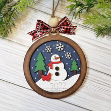 Load image into Gallery viewer, Winter Snowman Christmas Ornament SVG File | Laser Cut File | Christmas Ornament SVG | Snowman Ornament svg | Personalized Snowman Ornament
