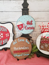 Load image into Gallery viewer, 6&quot; Round Hot Cocoa Bar Sign Set SVG  File | Laser Cut File | Interchangeable Frame | Hot Cocoa | Marshmallow | Peppermint | Hot Cocoa SVG
