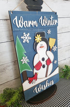 Load image into Gallery viewer, Snowman Pallet Sign Door Hanger SVG File  | Laser Cut File | Snowman SVG File | Door Hanger svg | WinterSVG | Snowflake | Winter Wishes
