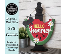Load image into Gallery viewer, Watermelon Door Hanger SVG File  | Laser Cut File | Watermelon SVG File | Door Hanger svg | Hello Summer SVG | Ant svg | Daisy svg | Summer
