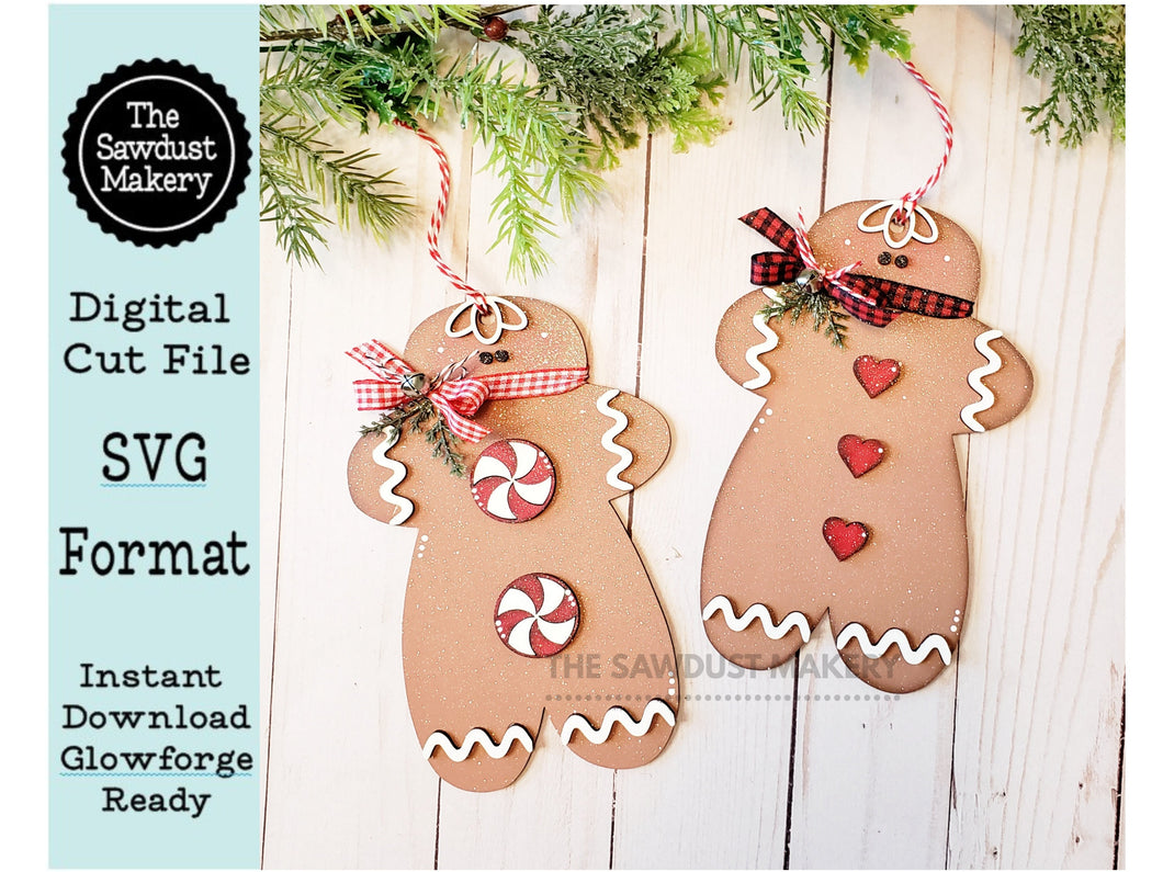 Large Gingerbread Christmas Ornament SVG File | Laser Cut File | Christmas Ornament SVG | Gingerbread Ornament svg | Peppermints