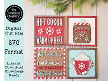 Load image into Gallery viewer, 6&quot; x 6&quot; Hot Cocoa Bar Sign Laser SVG  File | Laser Cut File | Interchangeable Frame | Leaning Ladder SVG | Laser Cut Hot Cocoa signs
