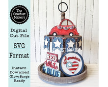 Load image into Gallery viewer, Red, White &amp; Blue America SVG File | Laser Cut File | Glowforge | USA | America | 4th of July  | Patriotic | VW Bug | Volkswagon Beetle svg
