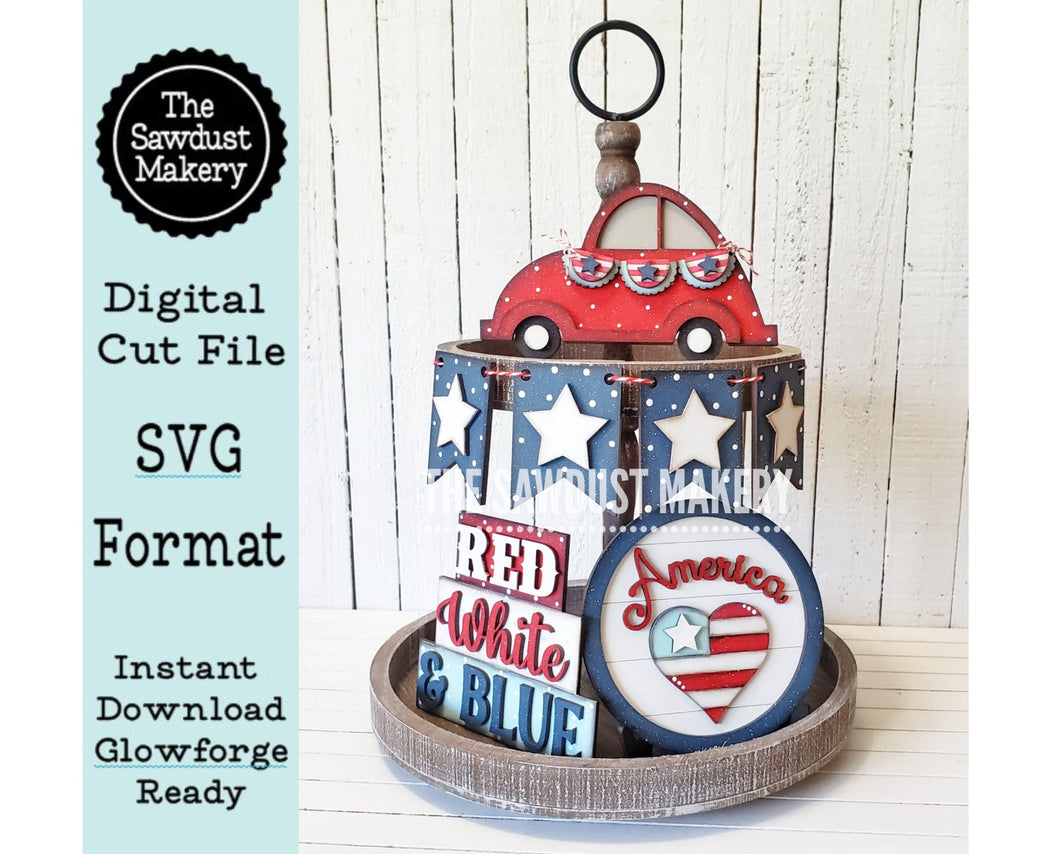 Red, White & Blue America SVG File | Laser Cut File | Glowforge | USA | America | 4th of July  | Patriotic | VW Bug | Volkswagon Beetle svg