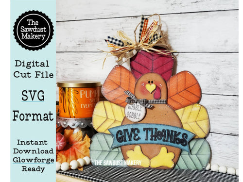 Turkey Door Hanger | Thanksgiving | Door Hanger | SVG File | Laser Cut File | Glowforge | Turkey | Thanksgiving Decor | Give Thanks