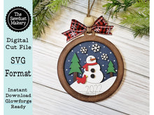 Load image into Gallery viewer, Winter Snowman Christmas Ornament SVG File | Laser Cut File | Christmas Ornament SVG | Snowman Ornament svg | Personalized Snowman Ornament
