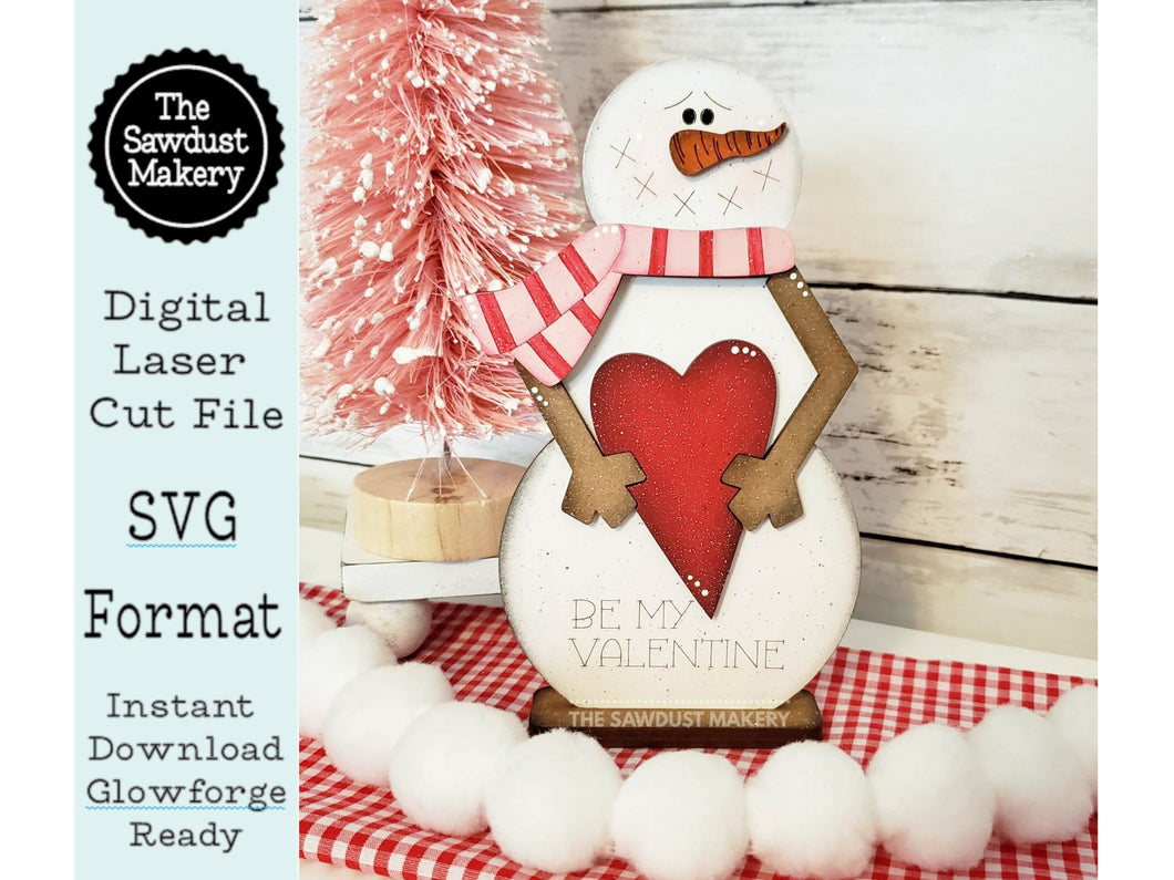Be Mine Valentine Snowman SVG File | Hearts | Laser Cut File | Valentine's Day SVG File | SVG | Snowman Shelf Sitter | Love svg