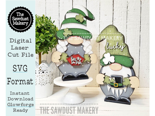 Add-on Interchangeable Gnome SVG File | St. Patrick's Day | Laser Cut File | St. Patrick's Day Gnome SVG File | Gnome | Gnome Shelf Sitter