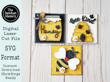Load image into Gallery viewer, Bee Interchangeable Sign Laser SVG  File | Laser Cut File | Interchangeable  Farmhouse Frame | Leaning Ladder | Bee Laser Signs
