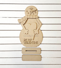 Load image into Gallery viewer, Be Mine Valentine Snowman SVG File | Hearts | Laser Cut File | Valentine&#39;s Day SVG File | SVG | Snowman Shelf Sitter | Love svg
