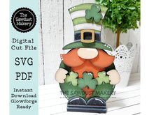 Load image into Gallery viewer, Leprechaun Standing Gnome SVG File | Lucky | Laser Cut File | St. Patrick&#39;s Day Gnome SVG File | SVG | Gnome | Gnome Shelf Sitter
