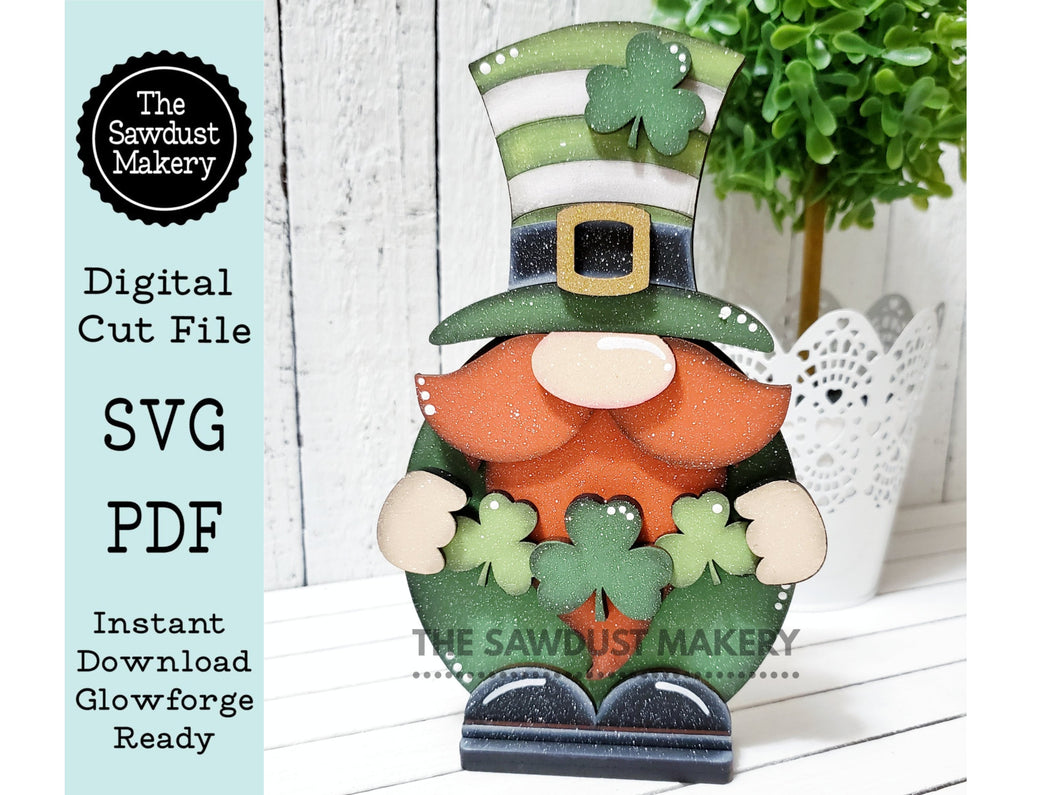 Leprechaun Standing Gnome SVG File | Lucky | Laser Cut File | St. Patrick's Day Gnome SVG File | SVG | Gnome | Gnome Shelf Sitter