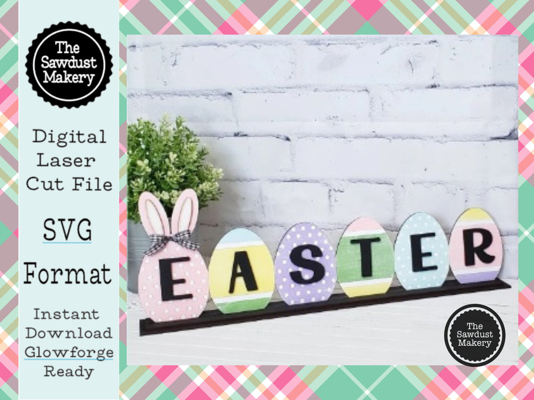 Bunny Easter Egg SVG File | Laser Cut File | Glowforge | Easter Egg SVG | Easter Mantle Decor | Easter laser cut svg | Bunny SVG