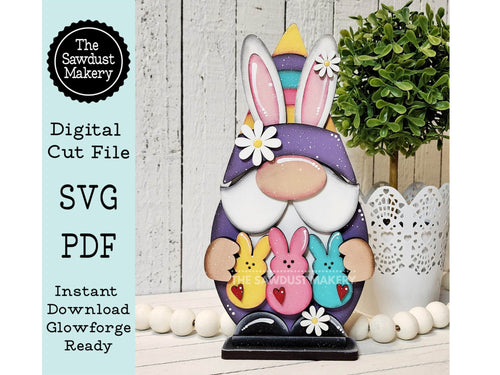 Easter Bunny Gnome SVG File | Lucky | Laser Cut File | Glowforge | Easter Bunny Gnome SVG File | SVG | Gnome | Gnome Shelf Sitter | Bunnies