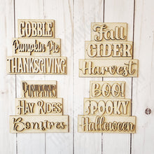 Load image into Gallery viewer, Fall Word Stackers | Fall Mini Block SVG | SVG File | Laser Cut File | Glowforge | Fall Havest  Tiered Tray SVG Add-on laser cut svg file
