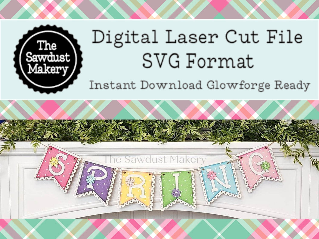 Spring Banner SVG | Laser Cut File | Glowforge | Spring Flower SVG | Banner SVG | Banner | Hello Spring | Spring Svg | Daisies