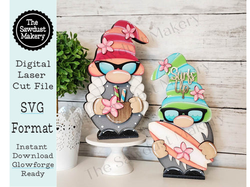 Add-on Interchangeable Gnome SVG File | Summer Add - on | Laser Cut File | Beach Gnome SVG File | SVG | Gnome | Gnome Shelf Sitter