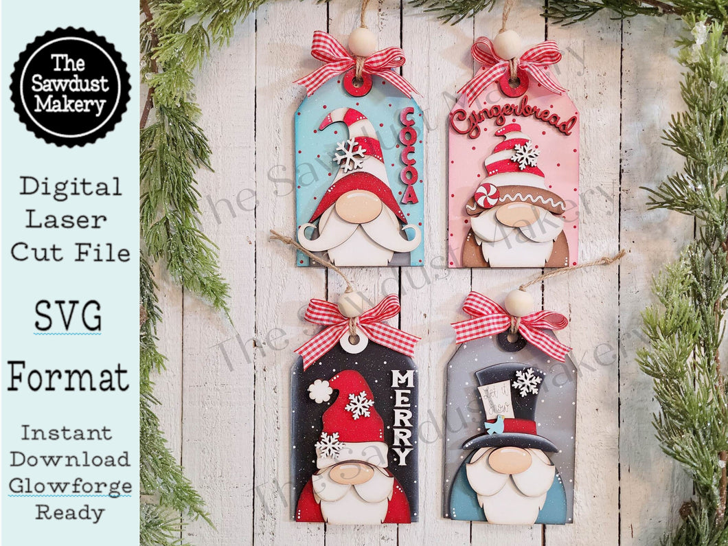 Christmas Gnome Ornament Tags SVG File | Laser Cut File | Christmas Ornament SVG | Christmas svg | Snowman | Gingerbread | Santa