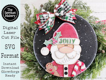 Load image into Gallery viewer, Jolly Santa  10.5&quot;  Door Hanger SVG File  | Laser Cut File | Christmas SVG File | Door Hanger SVG | Santa Claus Laser file | Christmas svg
