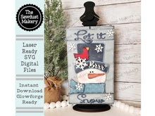 Load image into Gallery viewer, Let it Snow Snowman Pallet Sign Door Hanger SVG File  | Laser Cut File | Snowman SVG File | Door Hanger svg | WinterSVG | Snowflakes
