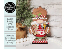 Load image into Gallery viewer, Large Gingerbread Baker Gnome SVG File  | Laser Cut File | Standing Gingerbread Gnome SVG | Gnome | Gnome Shelf Sitter | Baker Gnome SVG
