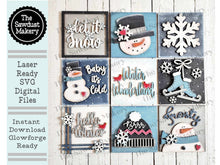Load image into Gallery viewer, Winter Snowman Laser Cut File | Farmhouse Interchangeable Leaning Sign Bundle File SVG | Glowforge | Farmhouse Signs
