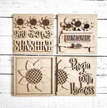 Load image into Gallery viewer, Sunflower Sign Laser Cut Files | Sunflower Interchangeable Leaning Sign Bundle File SVG | Glowforge | Fall Tiered Tray SVG | Farmhouse Frame
