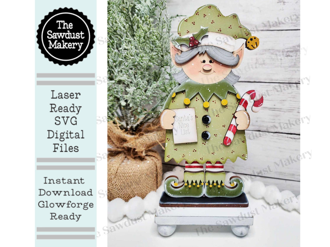 Standing Elf Girl SVG File | Laser Cut File | Standing Christmas Elf SVG | Elf | Elf Shelf Sitter | Christmas SVG