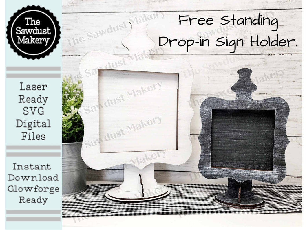 Drop-in Free Standing Sign Holder SVG | Interchangeable Frame SVG | Laser Cut File | Framed Sign SVG | Home Decor svg | Chunky Frame